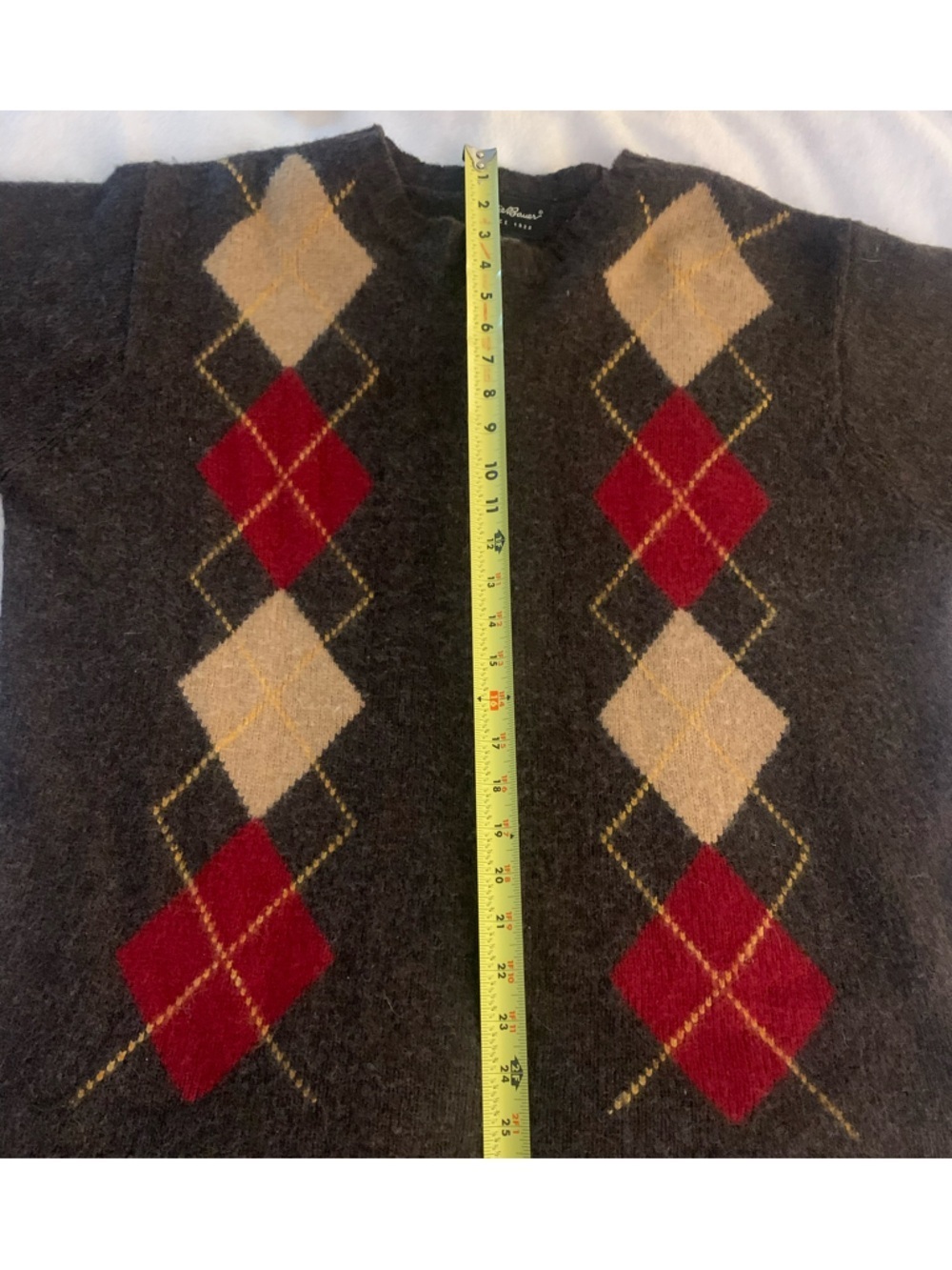 Eddie Bauer Vintage 90s y2k 100% Lambswool Argyle SweaterSize L - Picture 9 of 16
